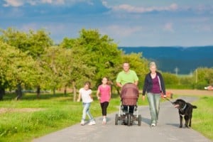 family walking outdoors