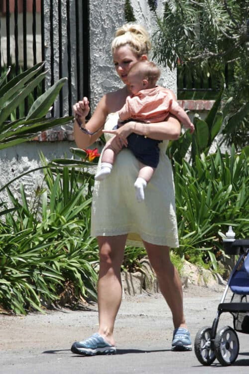 pregnant Britney Spears takes Sean Preston for a stroll through the neighborhood 2006