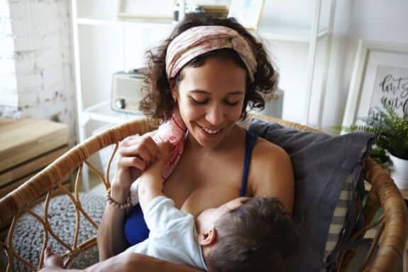 young mom breastfeeding