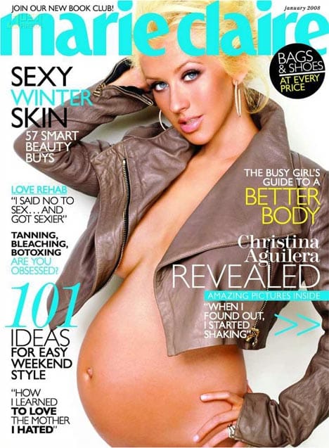 Christina Aguilera Bares Her Bump in Marie Claire