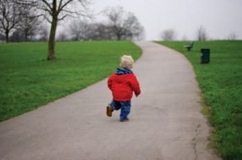 little boy running