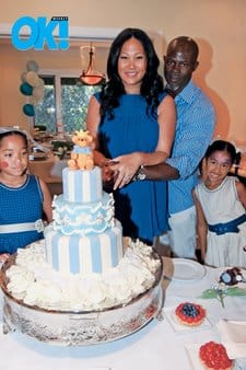 Kimora and Djimon celebrating at baby shower