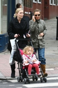 Spice Girl Geri Halliwell shares a laugh with her nanny as they take Bluebell on a shopping trip in Hampstead, London