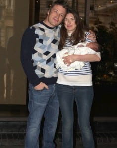 Jamie and Jools Oliver show off baby Petal