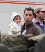 Adam Sandler with daughter Sunny on the set of Grown ups