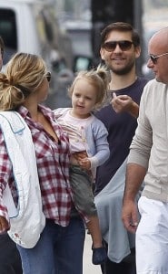 Jennifer Meyer and Toby Maguire out with their new baby and daughter Ruby