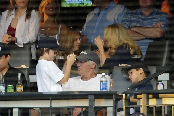 Richard Gere and son Homer James Cheer On The Yankees From The Dugout
