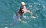 Liev  and Alexander Schreiber  in the pool
