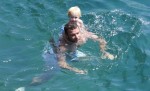Liev  and Alexander Schreiber  in the pool