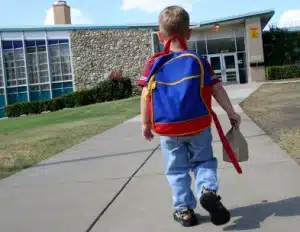 Boy walking to school