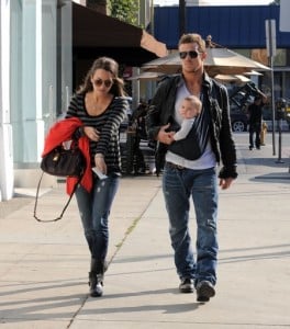 Cam Gigandet and his wife Dominique stroll with their daughter Everleigh
