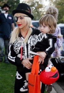 Christina Auguilera out for Halloween with son Max