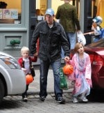 Ed Burns Trick or treats with kids Grace and Finn