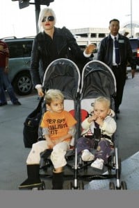 Gwen Stefani with boys Kingston and Zuma Rossdale at the airport