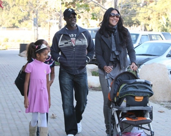 Kimora Lee Simmons and Djimon Hounsou with son Kenzo and daughter Ming & Aoki