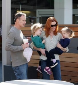 Marcia Cross, Tom Mahoney and daughters, Eden & Savannah shop in Century City