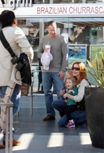 Marcia Cross, Tom Mahoney and daughters, Eden and Savannah shop in Century City