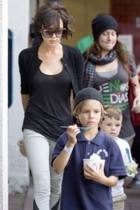 Victoria Beckham out with sons Cruz and Romeo for Frozen Yoghurt in LA