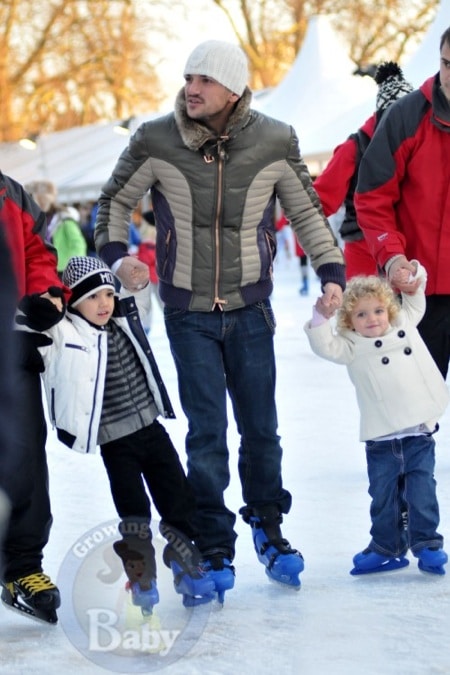 Peter Andre with Junior and Princess Tiaamii at winter wonderland in London