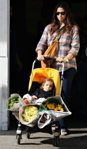 Pregnant Camila Alves stocks up on flowers with son Levi