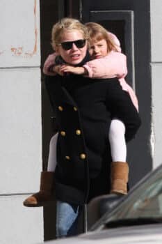 Michelle Williams Piggy Backs Matilda Through Brooklyn