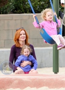 Marcia Cross and Her Girls Play At The Park