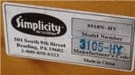 Recalled Simplicity Cribs, Serial Number panel (alternative view)