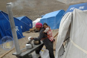 Mom in refugee camp in China's Qinghai province