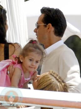 Marc Anthony and daughter Emme  at the Eden Roc Hotel