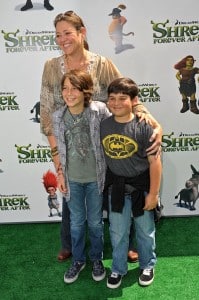 Camryn Manheim with son Milo and a friend