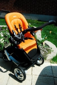 Stroller seat without canopy attached