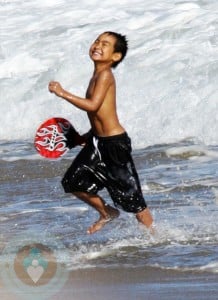 Maddox having a blast at the beach in Malibu