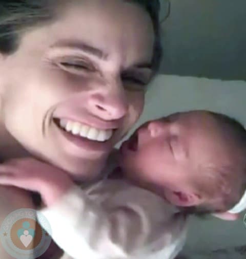 Amanda Peet and Newborn baby Molly