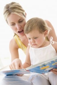 mom and son reading