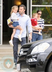 Ben Affleck and Violet Affleck with wife Jennifer Garner and daughter Seraphina