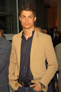 Cristiano Ronaldo  attends a ceremony for the Champions League match
