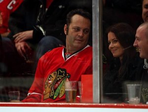 Vince Vaughn and Kyla Weber at an NHL Hockey game