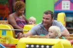 Liev Schreiber and sons Alexander and Sammy (in background with Nanny)