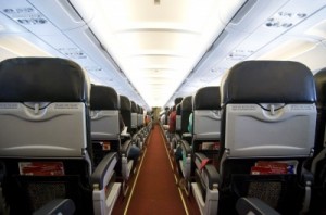 Inside airplane