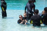 My son and I at the Dolphin Encounter