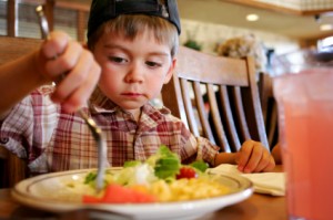 Child eating dinner