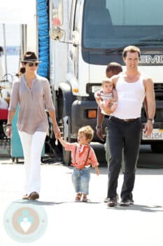 Camilia Alves with son Levi & Matthew McConaughey with daughter Vida