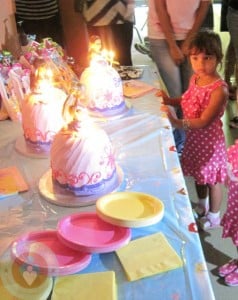 Sam with her Barbie Birthday Cakes