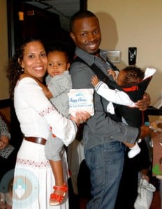Sean Patrick Thomas and wife Aonika with their daughter Lola and son Luc