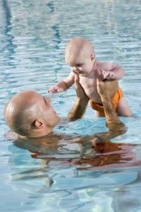 playing in the pool