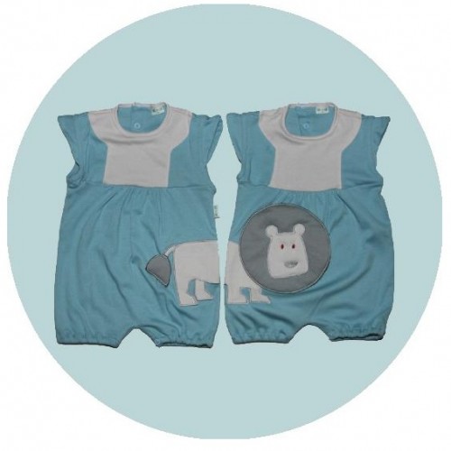 Blue Growsuits with lion embroidery