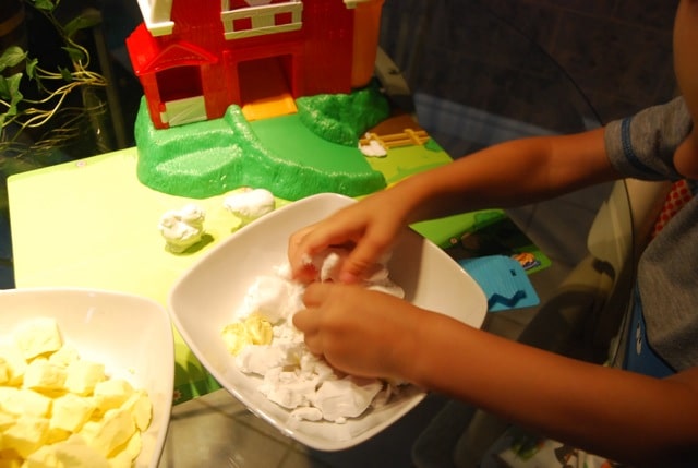 My Oldest playing with the Moon Dough