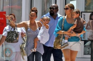 Jennifer Lopez with nanny and bodyguard