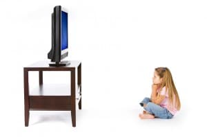child watching TV