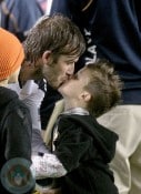 David Beckham gets a kiss from son Cruz